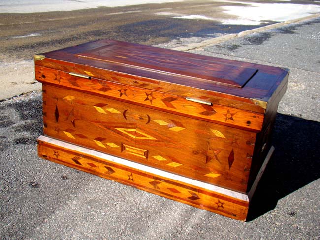 A late 19th century Antique Chest with wonderful exotic wood inlays circa 1880-1900 — image 6